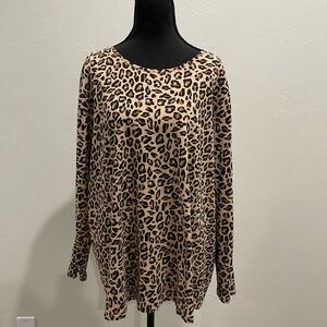 Croft & Barrow Leopard Print Women’s Long sleeve tee 3XL